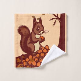 Conjunto De Toalhas 🐿️ Autumn Squirrel Bath Towel Set