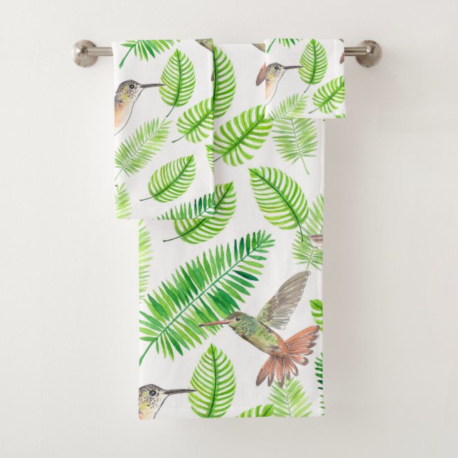 Conjunto De Toalhas Aves de capoeira e folhas tropicais (Insitu)