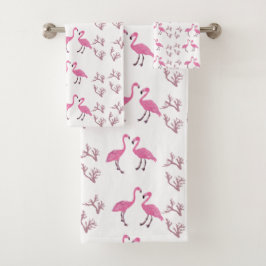 Conjunto De Toalhas Aves do Flamingo Rosa