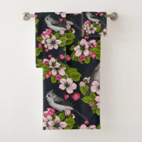 Aves e Blossomas em preto