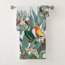 Aves tropicais e plantas