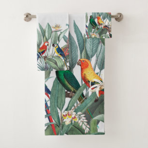 Conjunto De Toalhas Aves tropicais e plantas