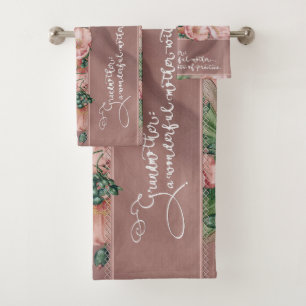 Conjunto De Toalhas Avó Floral H Bath Toalha, com citação