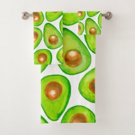 Conjunto De Toalhas Avocado fatias aquarela