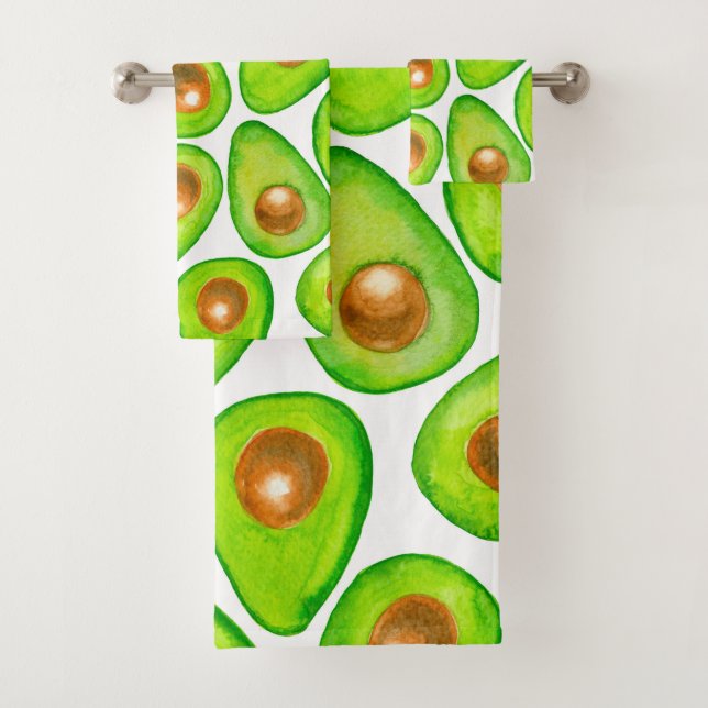 Conjunto De Toalhas Avocado fatias aquarela (Insitu)
