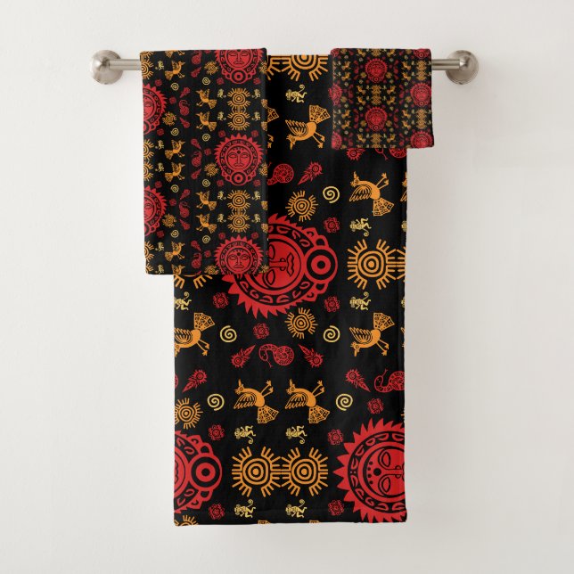 Conjunto De Toalhas Aztec Art Home Decor Mexicano (Insitu)
