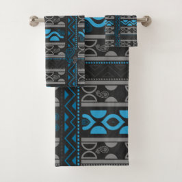 Conjunto De Toalhas aztec etnia azul