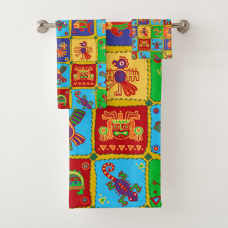 Conjunto De Toalhas Aztec mexicano colorido