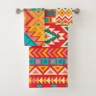 Conjunto De Toalhas Aztec Mexicano Padrões De Bandas