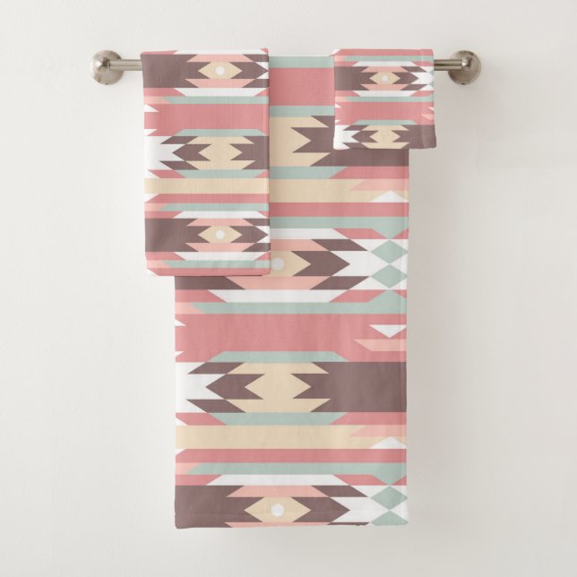 Conjunto De Toalhas Aztec Native American Design Towels (Insitu)