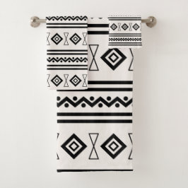 Conjunto De Toalhas Aztec Preto E Branco