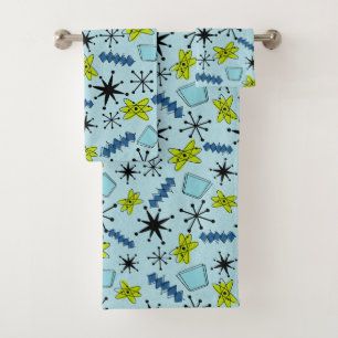 Conjunto De Toalhas Azul atômico MCM e verde