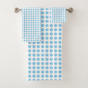 Conjunto De Toalhas Azul-bebê em Horiz de tamanho médio branco. Bolinh