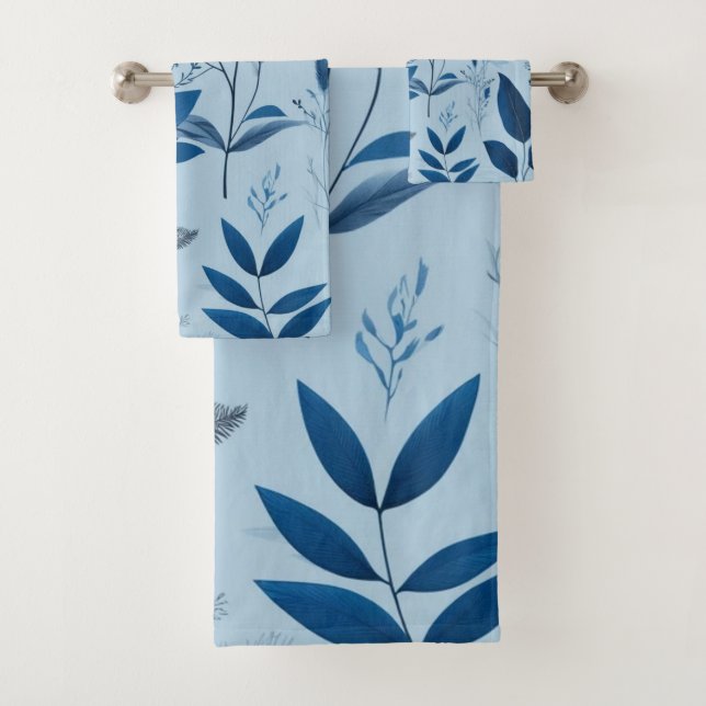 Conjunto De Toalhas azul botânico (Insitu)
