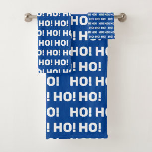Conjunto De Toalhas Azul Branco Ho Ho Ho Natal Feriado