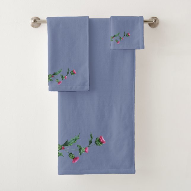 Conjunto De Toalhas Azul Cardo Escocês (Insitu)