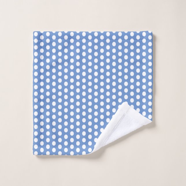 Conjunto De Toalhas Azul Centáurea e branco Bolhas Modernas Pontos (Pano de lavar)