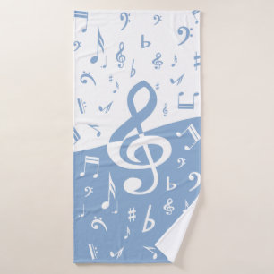 Conjunto De Toalhas Azul-céu e branco da onda do Clef de triplo