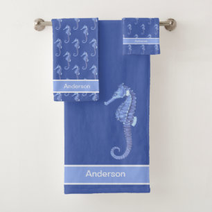 Conjunto De Toalhas Azul-claro-azul-marinho-náutico