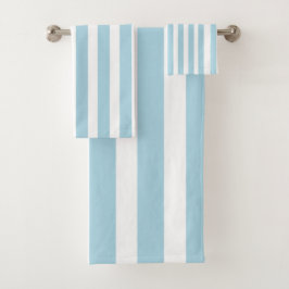 Conjunto De Toalhas Azul-claro clássico e branco riscado