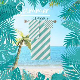 Conjunto De Toalhas Azul-claro-listrado e branco