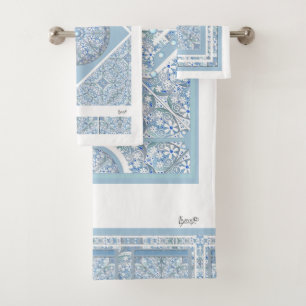 Conjunto De Toalhas Azul-claro-rendas cerâmico