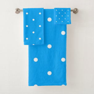 Conjunto De Toalhas Azul com pontos brancos