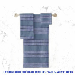 Conjunto De Toalhas Azul com risca executiva II