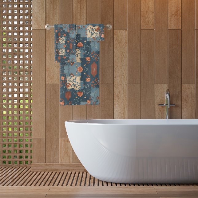 Conjunto De Toalhas Azul Country Rust Rustic Fazenda (Criador carregado)