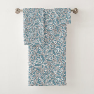 Conjunto De Toalhas Azul de abstrato romântico de colar sem costura