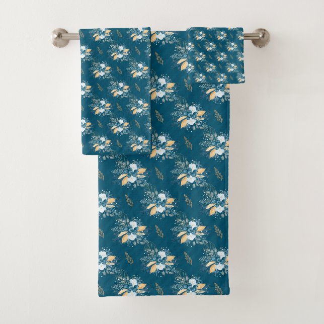 Conjunto De Toalhas Azul de Natal e Marmoras de Tan Bath Towl Se (Insitu)
