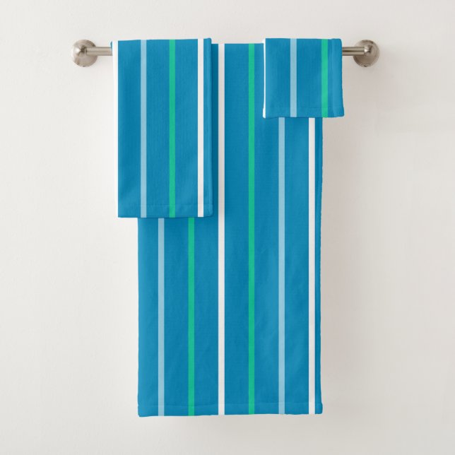 Conjunto De Toalhas Azul de praia e verde riscados (Insitu)