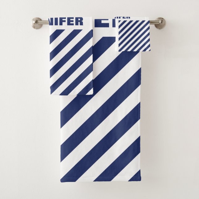 Conjunto De Toalhas Azul E Branco Em Linho (Insitu)