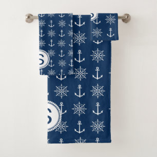 Conjunto De Toalhas Azul e branco náutico