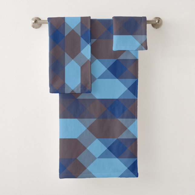 Conjunto De Toalhas Azul e Cinza geométrico (Insitu)