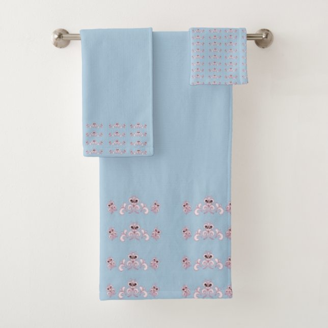 Conjunto de Toalhas Azul e Cranberry (Insitu)