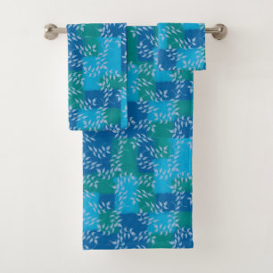 Conjunto De Toalhas Azul, folha de folhas, cor de água azul