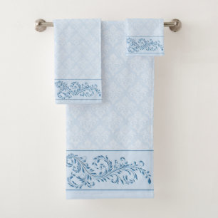 Conjunto de toalhas - Azul gelado - Damasco
