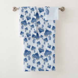 Conjunto De Toalhas Azul Kawaii Octopus UFO