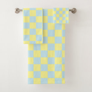 Conjunto De Toalhas Azul macio e amarelo verificados