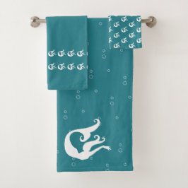 Conjunto De Toalhas azul-marinho-de-sereia