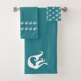 Conjunto De Toalhas azul-marinho-de-sereia