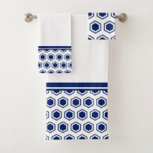 Azul Marinho e Padrão Hexagonal Branco