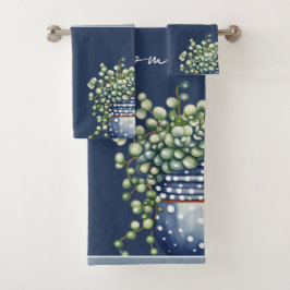 Conjunto De Toalhas Azul Marinho | Sucultivos em Potes | Planta consid