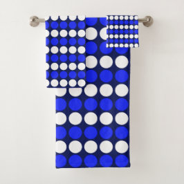 Conjunto De Toalhas Azul moderno com listras pontilhadas brancas no az