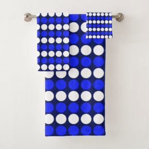 Conjunto De Toalhas Azul moderno com listras pontilhadas brancas no az