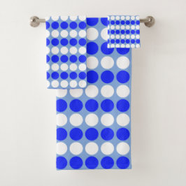 Conjunto De Toalhas Azul moderno com listras pontilhadas de branco sob
