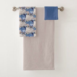 Conjunto De Toalhas Azul neutro e minimalista bege moderno