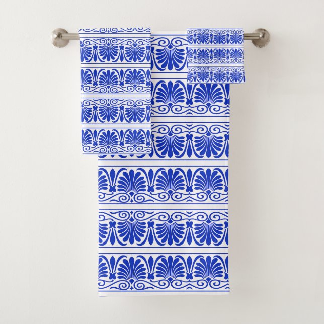 Conjunto De Toalhas Azul-padrão árabe mediterrânico grego (Insitu)