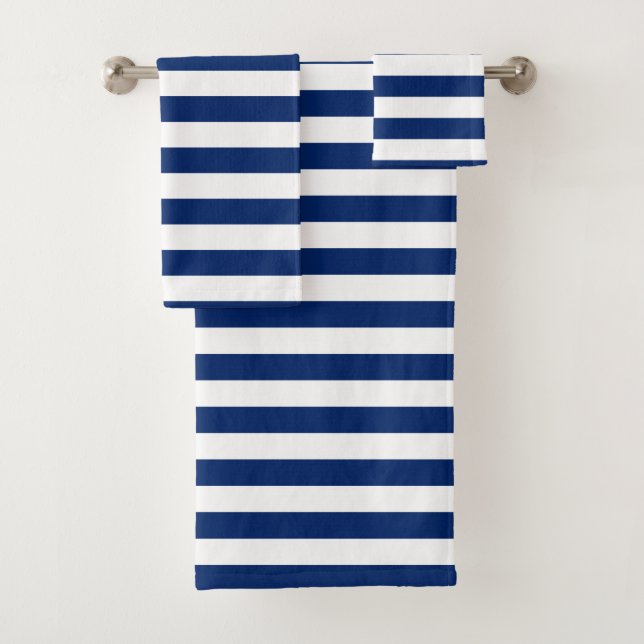 Conjunto De Toalhas Azul Real Striped (Insitu)